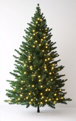 Christmas Tree with Lights in Festive Holiday Design on white background