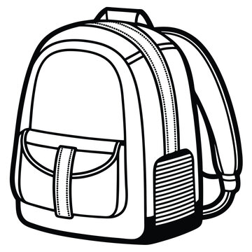 recommend clip art: Outline backpack icon, with editable stroke. Schoolbag sign, student knapsack, school satchel. Travel backpack and trip hand luggage, sport knapsack. Hiking rucksack and tourism bag. Vector icon