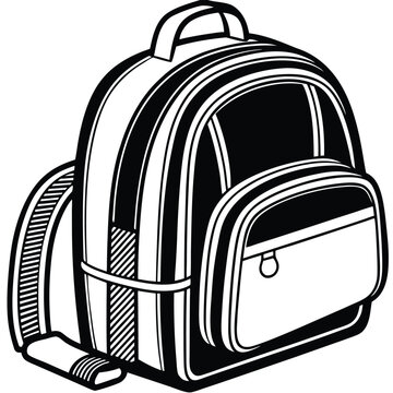 recommend clip art: Outline backpack icon, with editable stroke. Schoolbag sign, student knapsack, school satchel. Travel backpack and trip hand luggage, sport knapsack. Hiking rucksack and tourism bag. Vector icon