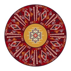 Traditional Kilim round decorative element, vector template