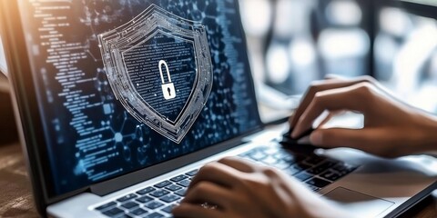 Security Software Installation: Illustrate a person installing antivirus software on a computer, showcasing proactive security measures.