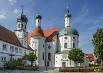 Pilgrimage church of Maria Hilf, Rococo, Klosterlechfeld, Swabia, Bavaria, Germany, Europe © Raimund Kutter/imageBROKER