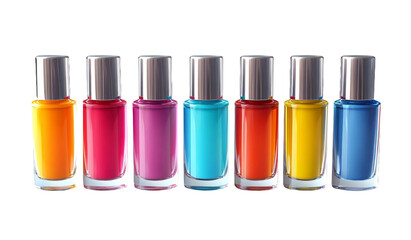 Vibrant nail polish collection on transparent background