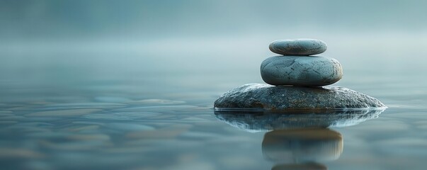 Balance and harmony with serene settings, calm and symmetrical, Nature, Soft tones, Photograph, Equilibrium