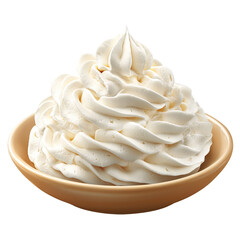 Delicious creamy whipped cream on a plate isolated on transparent background