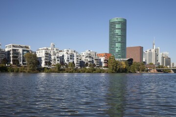 Obraz premium Westhafen Tower, Westhafen, Frankfurt, Hesse, Germany, Europe
