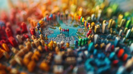 Global citizenship with vibrant scenes, inclusive and diverse, Urban, Bright hues, Photograph, World unity