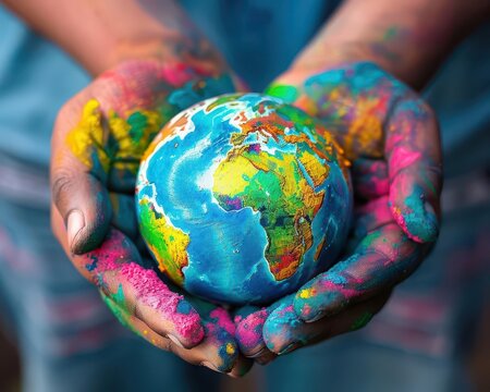 Global citizenship with vibrant scenes, inclusive and diverse, Urban, Bright hues, Photograph, World unity