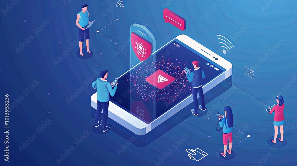 Leinwandbilder users interact with smartphones displaying emergency alerts about network protection and virus threa