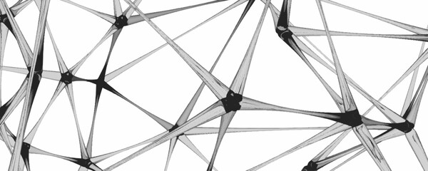 Fototapeta premium Complex Abstract Geometric Network Illustration Featuring Intersecting Angular Lines and Sharp Connections in Minimalist Black and White Design
