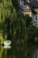 Hammerwehr Canal, evening light, old town, Esslingen am Neckar, Baden-Württemberg, Germany, Europe