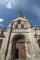 Main façade, Romanesque Cathedral of Saint Lazarus, Autun, Saône-et-Loire, France, Europe