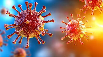 Giant virus cells attacking human immune system, chaotic molecular warfare, Biological warfare, microscopic battle