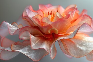 A delicate, translucent flower with intricate veins and a warm orange hue.