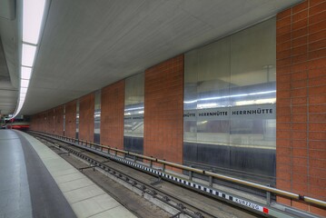 Naklejka premium Subway station Herrnhütte, Nuremberg, Middle Franconia, Bavaria, Germany, Europe