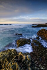Rocky coast, Sunset, Playa de Jarugo, Fuerteventura, Canary Islands, Spain, Europe