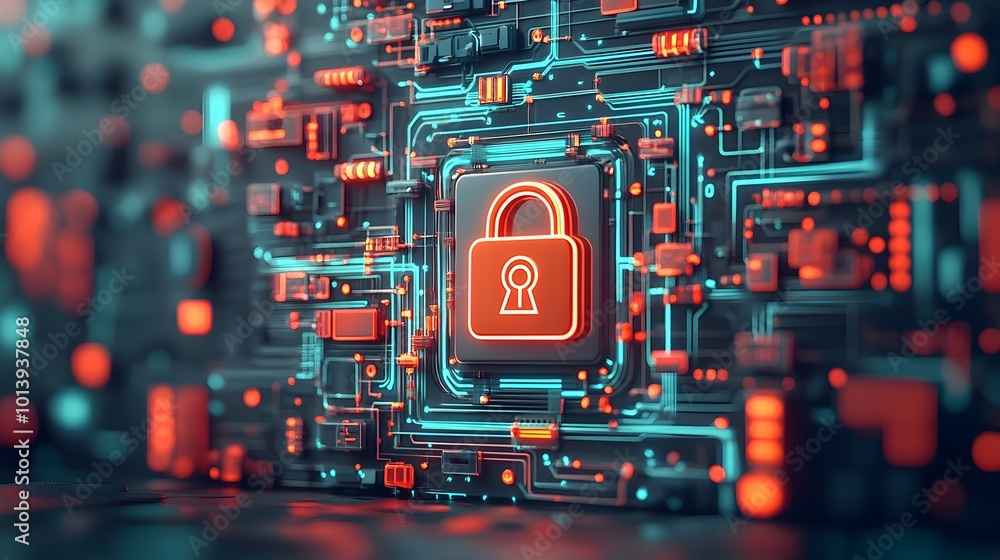 Aufkleber encrypted digital realm with padlock icon overlaying intricate circuit board and world map imagery s