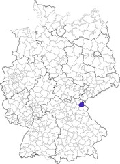 Wunsiedel district, in Bavaria, location of the district within Germany