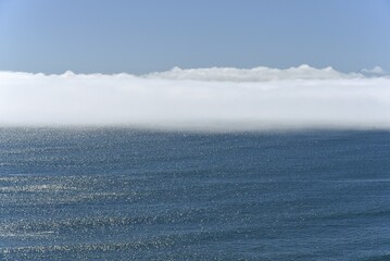 Lake fog over the sea, Ancud, Chiloe, Patagonia, Chile, South America