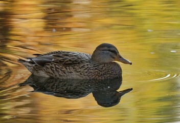 Mallard (Anas plathyrrhynchos), female swimming in water, Baden-Württemberg, Germany, Europe