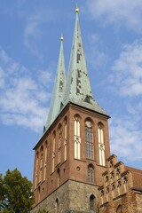 Obraz premium Nikolaikirche in the Nikolaiviertel quarter, Berlin, Germany, Europe