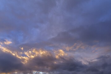 Rain clouds (Nimbostratus) in the evening sky, Middle Franconia, Bavaria, Germany, Europe