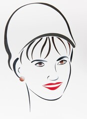 Face, portrait of a woman, drawing by Gerhard Kraus, Kriftel, Germany, Europe