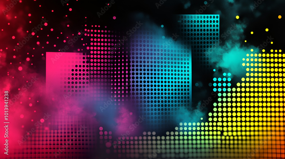 Aufkleber colorful abstract shapes with vibrant gradients and smoke effects create a dynamic atmosphere for a 