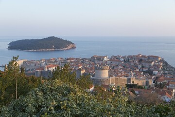Fototapeta premium Panoramic view of the old town from Mount Srd, Dubrovnik, Croatia, Europe