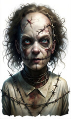 Captivating Halloween Imagery of a Dark Sinister Half Dead Creature: Scary, Spooky, and Eerie Concepts for Your Creative Design Projects, background element for posters