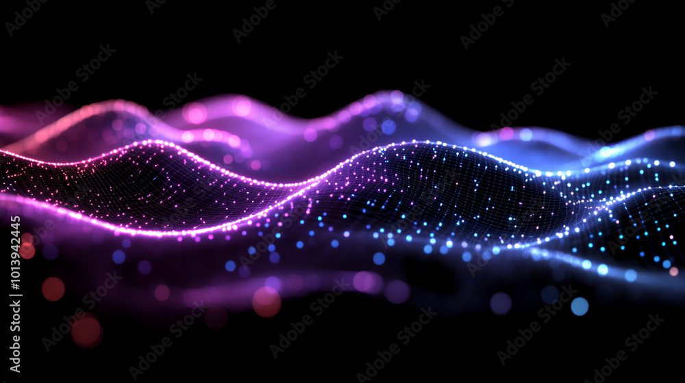 Aufkleber colorful waves of light create a mesmerizing pattern in a dark setting at night