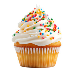 Cupcake with frosting, white isolate background