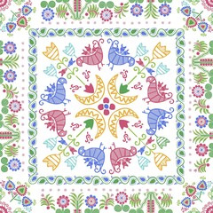 Seamless pattern design inspired by traditional Hungarian embroidery