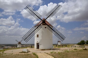 Windmills, Mota del Cuervo, Province of Cuenca, Castilla-La Mancha Region, Spain, Europe