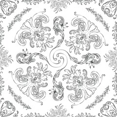 Hand drawn seamless floral pattern on a white background, vector textile template