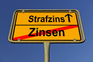 PHOTOMONTAGE, symbolic image negative interest, penalty interest, Germany, Europe