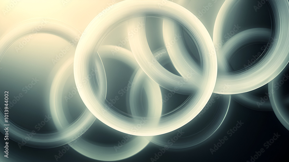 Aufkleber abstract representation of interconnected circles in a soft light setting with a dark background emp