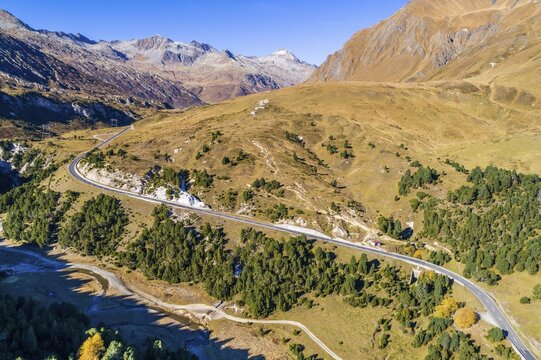 Aerial photo Lukmanier Pass (Passo del Lucomagno), Canton Ticino, Switzerland, Europe