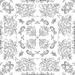 Hand drawn seamless floral pattern on a white background, vector textile template