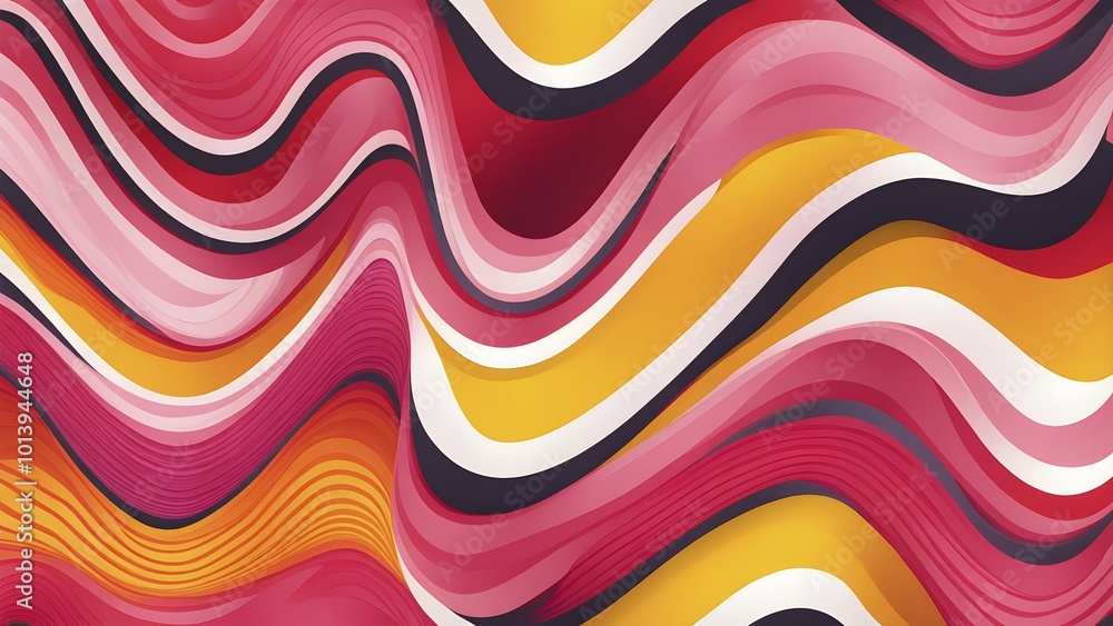 Aufkleber seamless abstract pattern of vector fluid curved lines creating a dynamic ripple effect in vibrant c