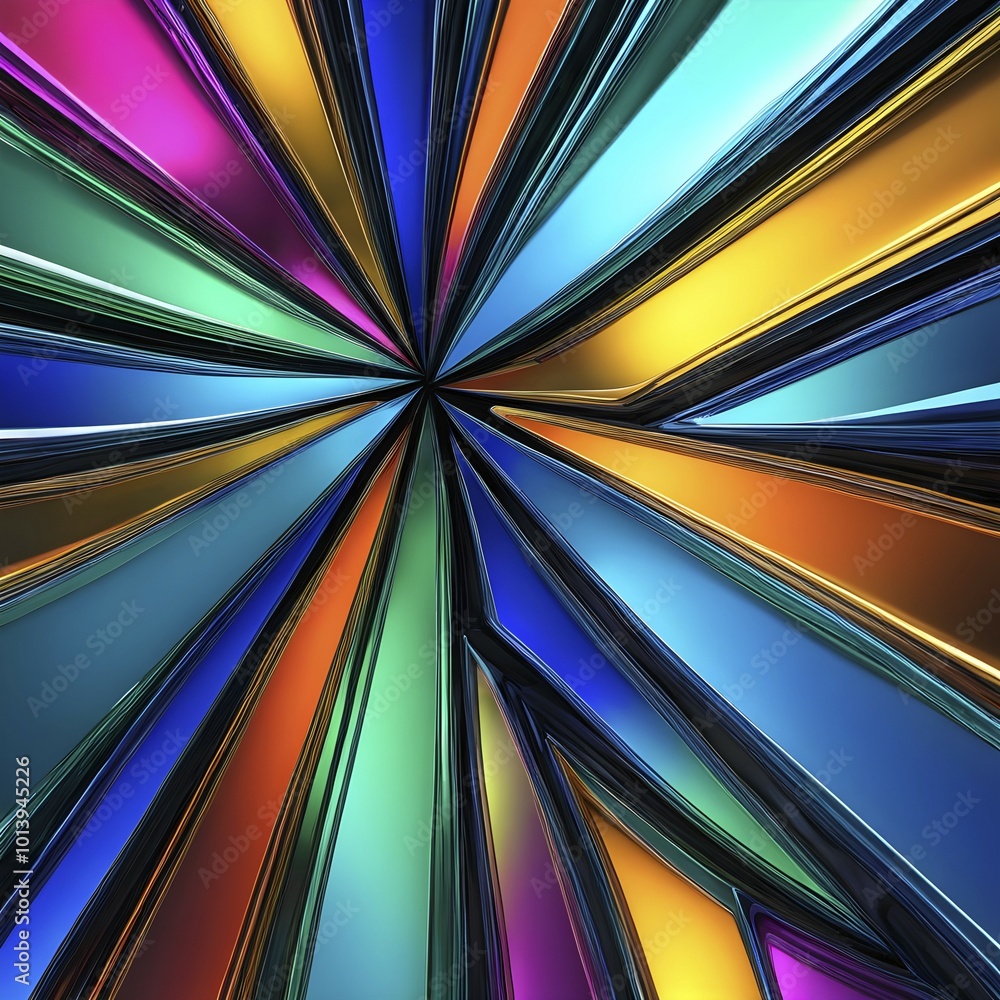 Poster 3d rendering of vibrant colored abstract changing glass design in an ornament structure, ai generate
