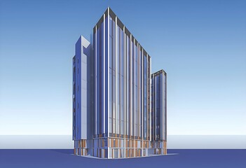 Obraz premium Three dimensional rendering of Modern high-rise building, AI generated