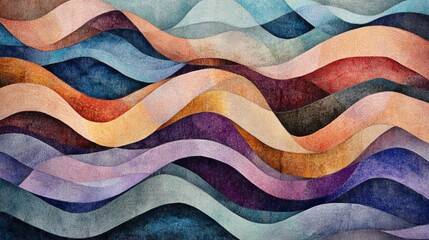 Colorful abstract waves design on textured background.