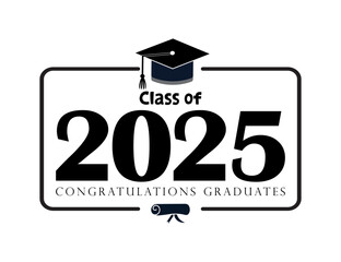 Class of 2025 Congratulations Graduates typography design vector.