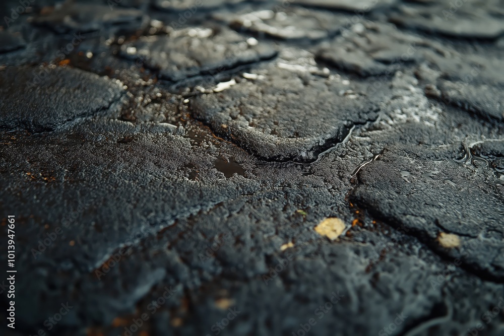 Poster a black pavement, there is a yellow flower