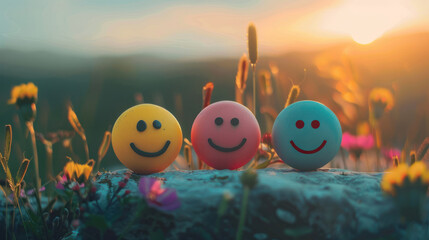 Naklejka premium A comparison of different life philosophies that emphasize key principles of happiness, such as mindfulness and gratitude.
