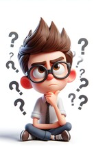 Cartoon Character Expressions – Set of Cute 3D Animated Boy and Girl Emotions with Glasses