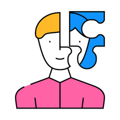 client puzzle kyc line icon vector. client puzzle kyc sign. isolated symbol illustration