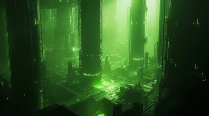 Grim Industrial Dystopia: A Ray Tracing Hostile AI Concept Art of Dark Factory Floor with Relentless Machinery