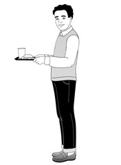 African American elementary school boy with  food tray